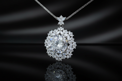 Luminary Halo Necklace — 10 Carat Moissanite & Zircon 925 Sterling Silver