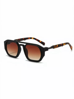 Octagon-frame sunglasses with tortoiseshell temples and amber gradient lenses