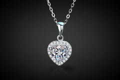 Amour Heart Necklace — 1 Carat Moissanite 925 Sterling Silver