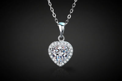 Amour Heart Necklace — 1 Carat Moissanite 925 Sterling Silver