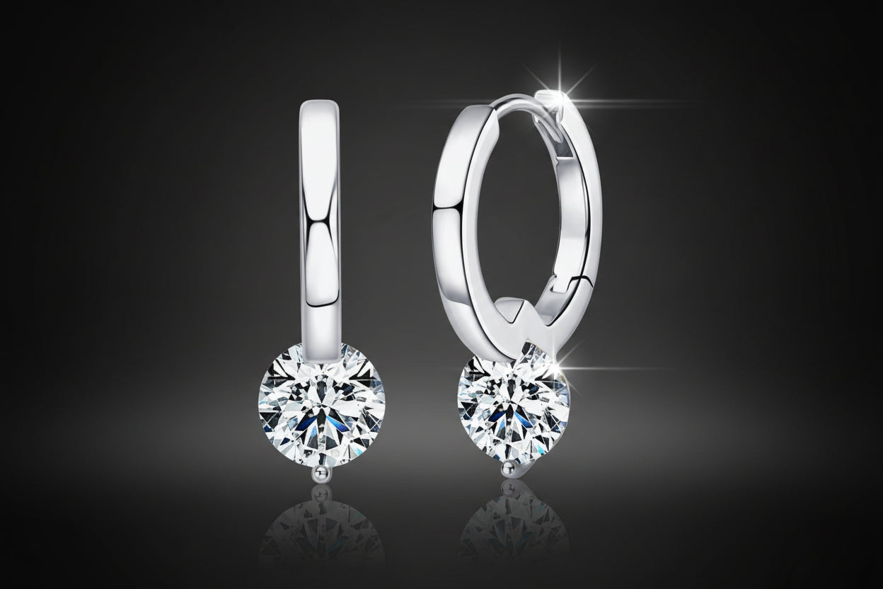 Aurora Drop Earrings — 2 Carat Moissanite 925 Sterling Silver