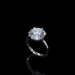 Sovereign Halo Ring — 10 Carat Moissanite 925 Sterling Silver
