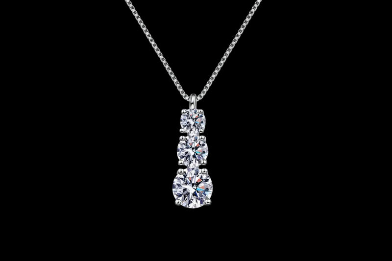 Trinity Pendant Necklace — Moissanite 925 Sterling Silver