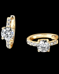 Gold earring  gemstones on a black background